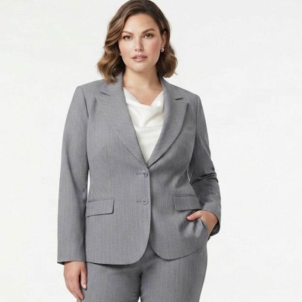 Cato Classic Grey Blazer Pinstripe Professional Business Office Plus Size 1X